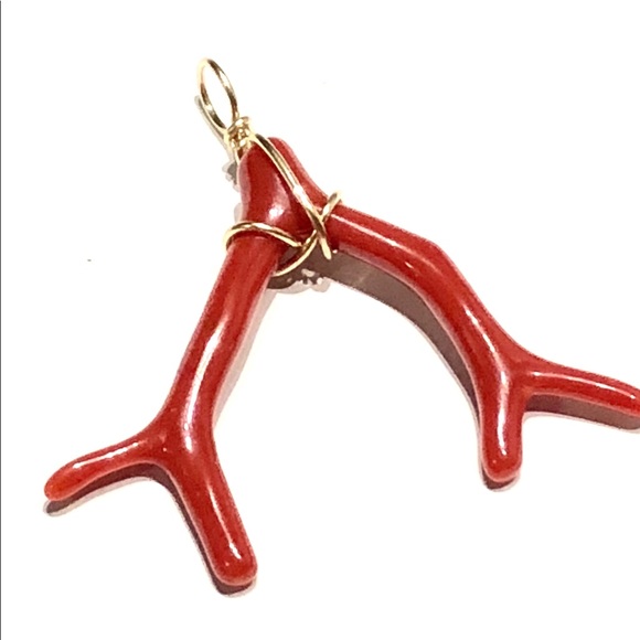 Red Mediterranean Coral Branch Pendant - Picture 2 of 3